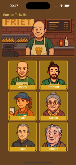 Talkville Characters Screen